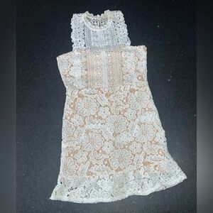 UEC ALTAR’D STATE WHITE FLORAL GUIPURE LACE WITH NUDE LINER  DRESS SZ M